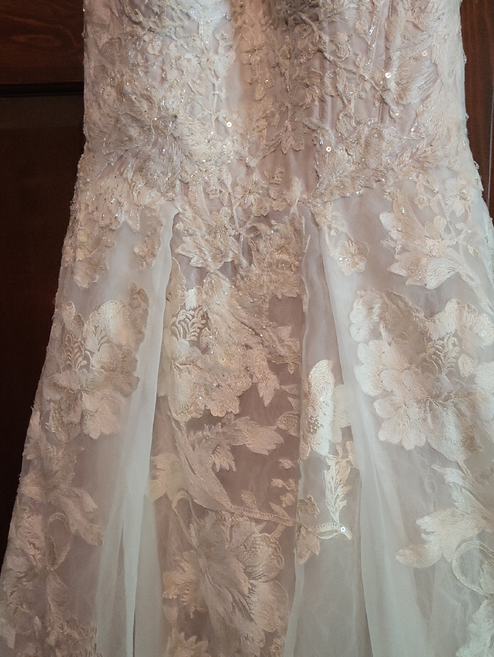 Oleg Cassini Cream Lace Bridal Gown - Picture 3 of 13